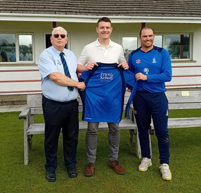 Sean Hannon and Trefor Evans with new kit sponsored by Iestyn Scourfield of Price and Kelway, solicitors, Milford Haven